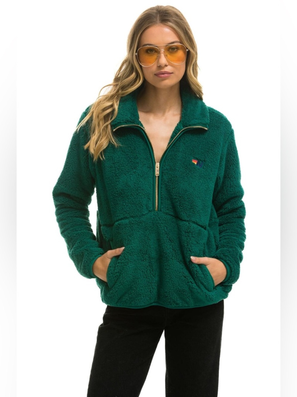 Aviator Nation TEDDY UNISEX HALF ZIP JACKET - AMAZON